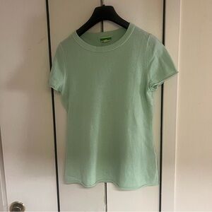 J.Crew Light Mint Green 100% Cashmere Sweater T-Shirt - Size M - Short Sleeve